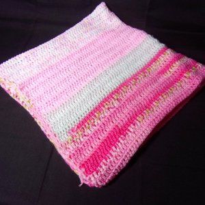 Handmade/Crochet Baby/Doll Afghan, Pink Baby Girl Blanket, Pink Lap Afghan, New